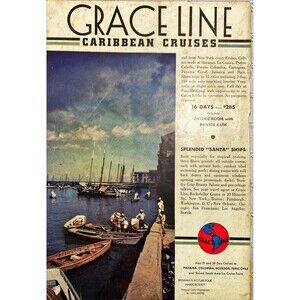 Grace Line Caribbean Cruises "Picture Panama Harborcraft" Vintage Print Ad 1938